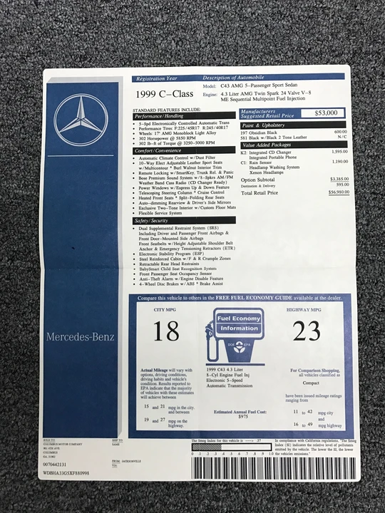 1999 Mercedes-Benz W202 C 36 & C 43 AMG - Image 31 of 31