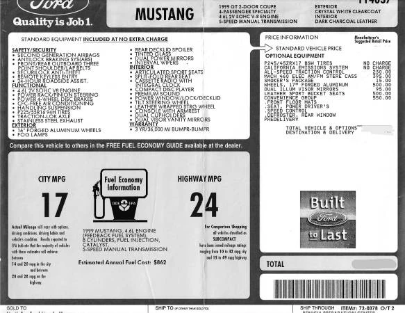 1999 Ford SN95 Mustang - Image 20 of 20
