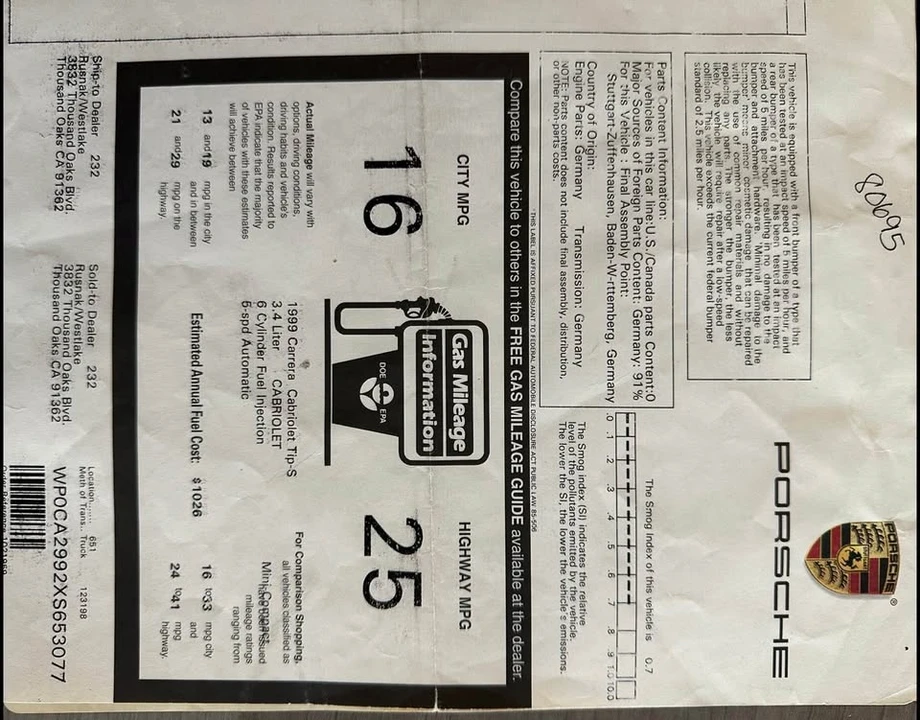 1999 Porsche 996 Carrera - Image 15 of 16