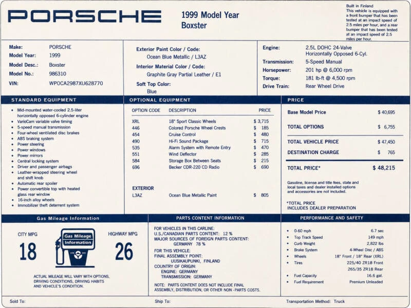 1999 Porsche 986 Boxster - Image 16 of 18
