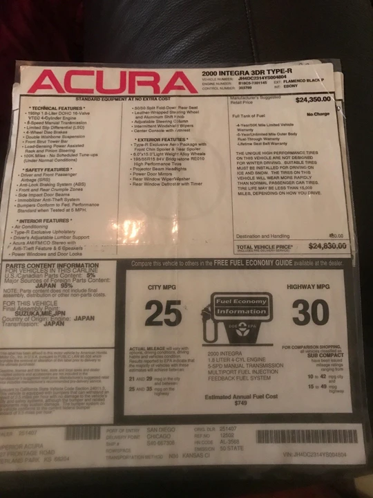 2000 Acura Integra Type R 3rd Gen - Image 31 of 31