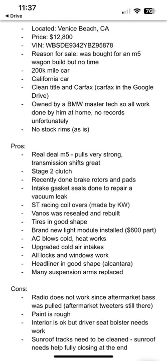 2000 BMW E39 M5 - Image 12 of 12