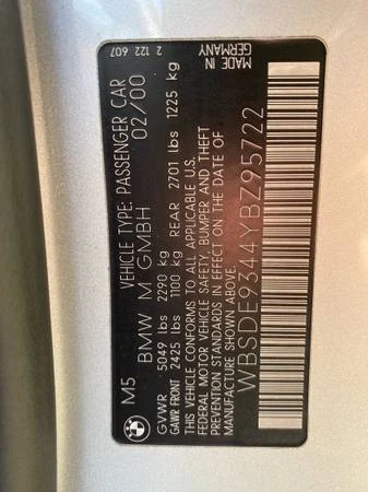 2000 BMW E39 M5 - Image 11 of 11