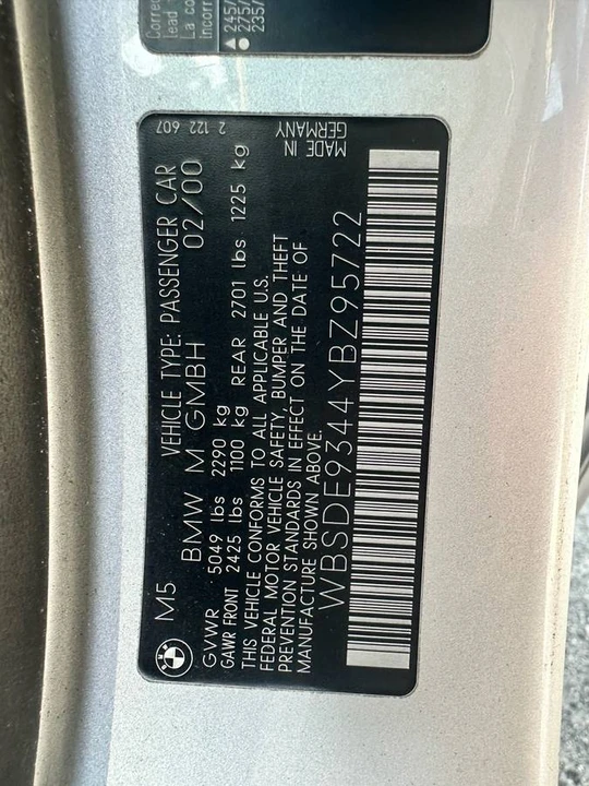 2000 BMW E39 M5 - Image 14 of 14