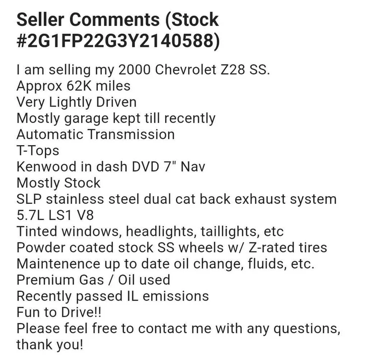2000 Chevrolet Camaro SS 4th Gen - Image 20 of 20