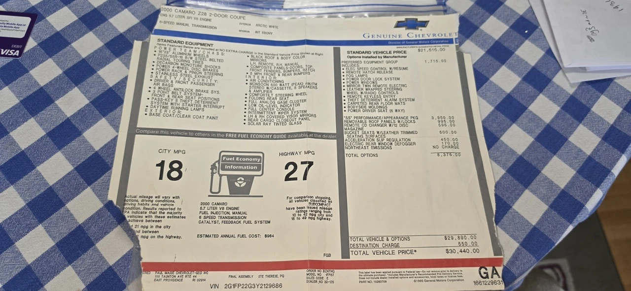 2000 Chevrolet Camaro Z28 4th Gen - Image 14 of 17