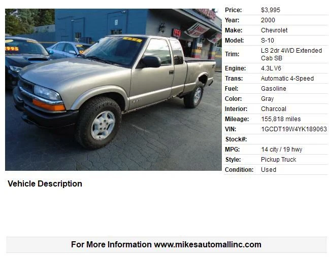 2000 Chevrolet S-10 - Image 2 of 4
