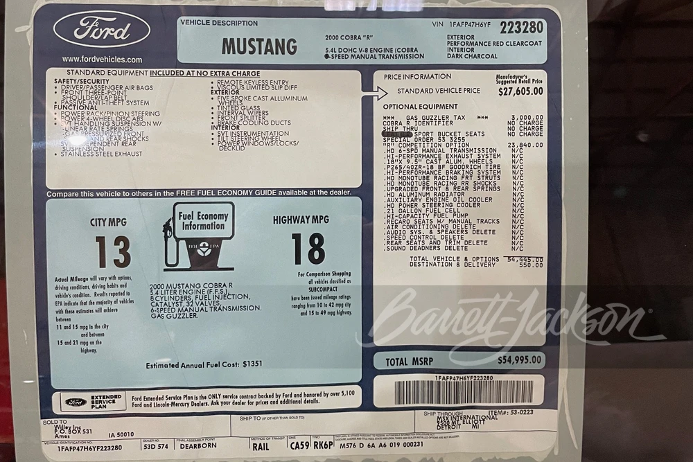 2000 Ford SN95 Mustang Cobra R - Image 17 of 17