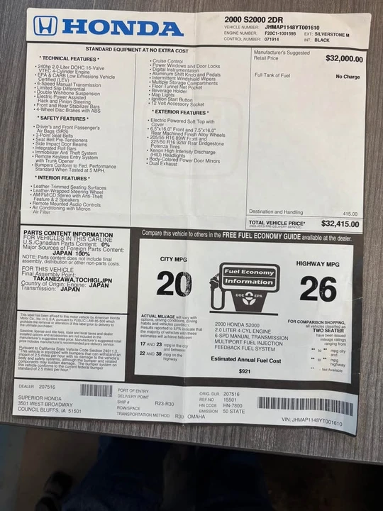 2000 Honda AP1 S2000 - Image 11 of 11