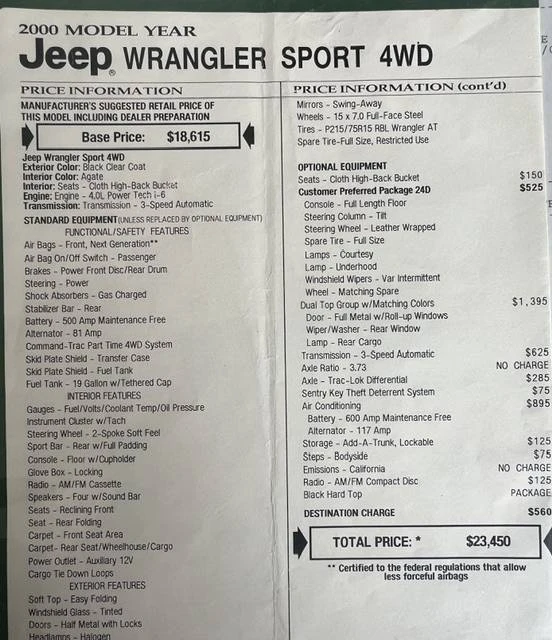 2000 Jeep TJ Wrangler - Image 8 of 8
