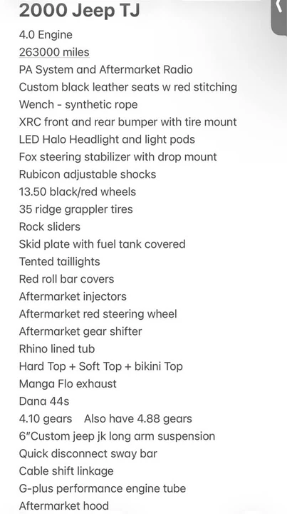 2000 Jeep TJ Wrangler - Image 7 of 7