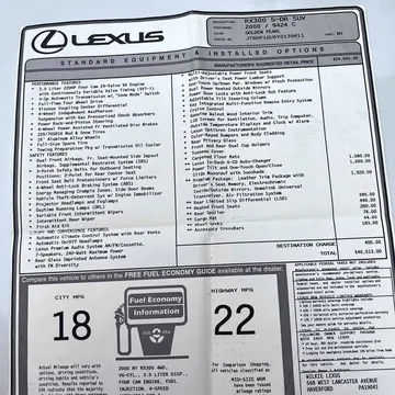 2000 Lexus RX 300 Sport Utility 4D