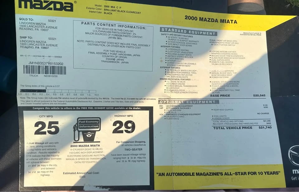 2000 Mazda NB MX-5 Miata - Image 13 of 13