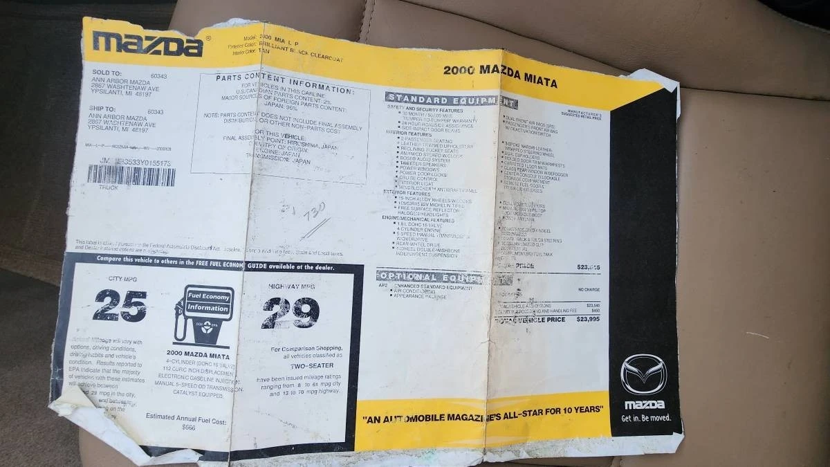 2000 Mazda NB MX-5 Miata - Image 20 of 23