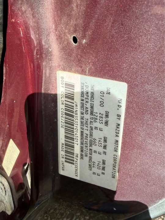 2000 Mazda NB MX-5 Miata - Image 7 of 7