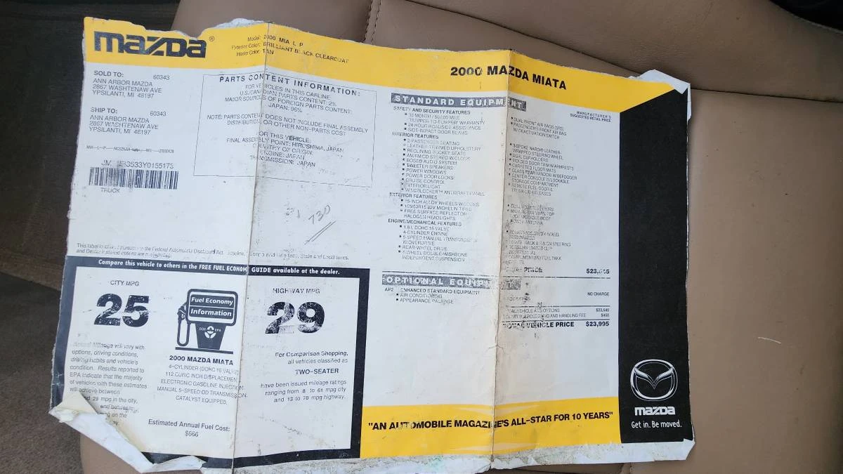 2000 Mazda NB MX-5 Miata - Image 20 of 24