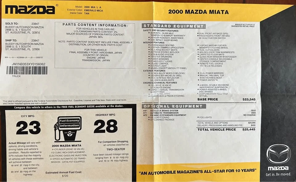 2000 Mazda NB MX-5 Miata - Image 5 of 6