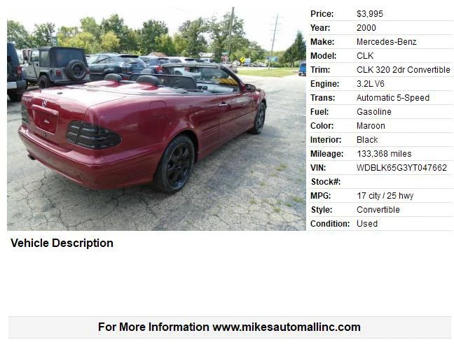 2000 Mercedes-Benz C208/A208 CLK-Class - Image 2 of 10