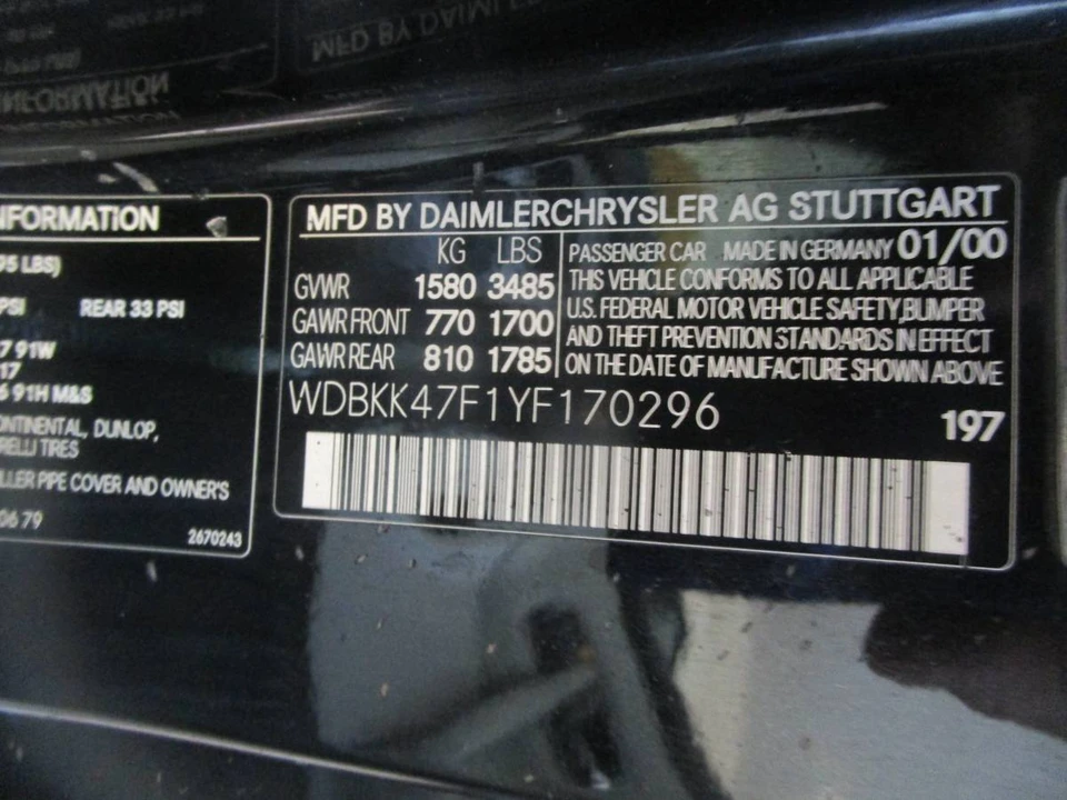2000 Mercedes-Benz R170 SLK-Class - Image 11 of 11