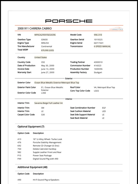 2000 Porsche 996 Carrera - Image 19 of 20