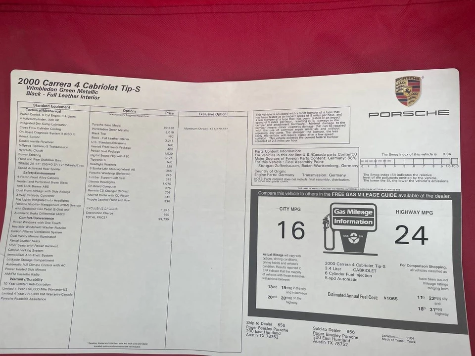 2000 Porsche 996 Carrera 4 - Image 22 of 22