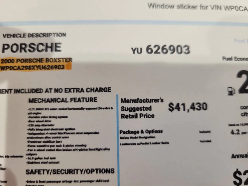 2000 Porsche 986 Boxster - Image 14 of 20