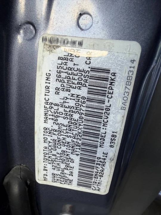 2000 Toyota Camry 3rd Gen - Image 18 of 21