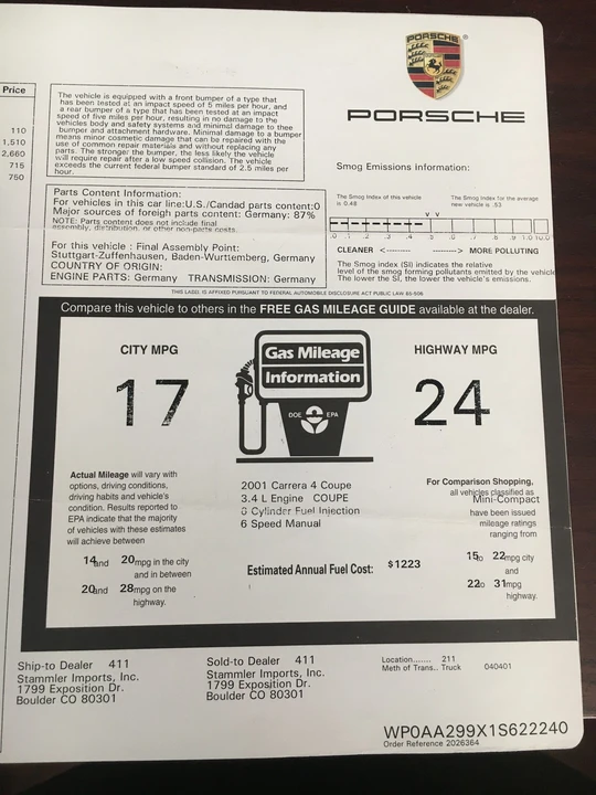 2001 Porsche 996 Carrera 4 - Image 16 of 17