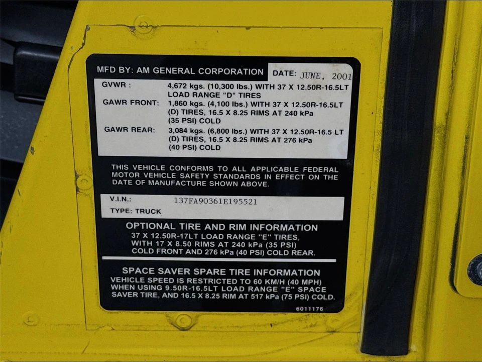 2001 AM General Hummer - Image 14 of 14