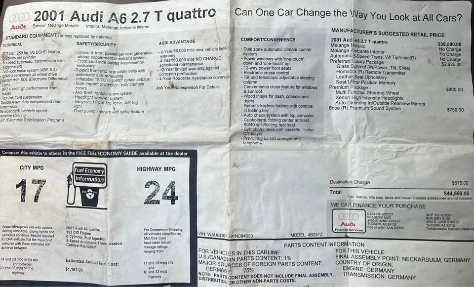 2001 Audi C5 A6 - Image 12 of 12