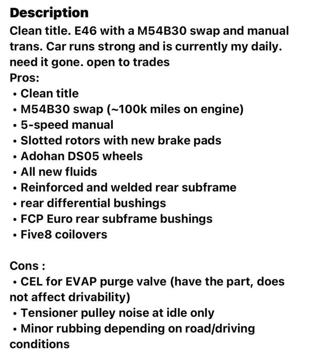 2001 BMW E46 3 Series - Image 6 of 6