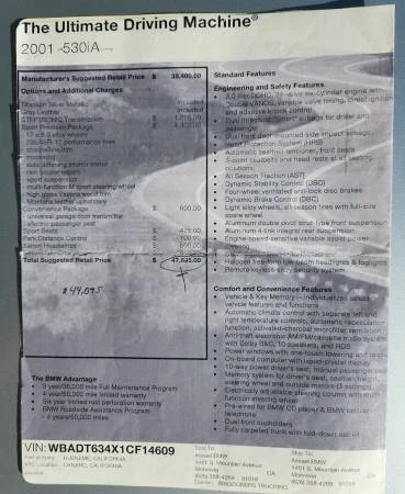 2001 BMW E39 5 Series - Image 8 of 14