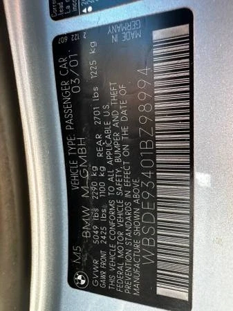 2001 BMW E39 M5 - Image 20 of 21