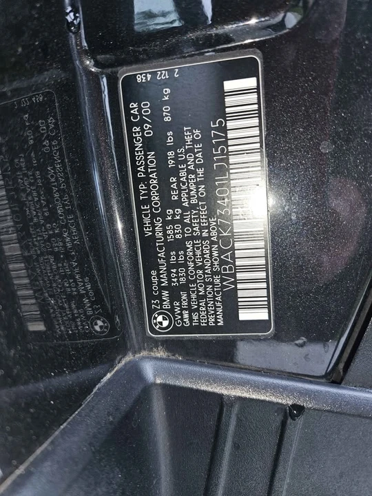 2001 BMW Z3 Roadster - Image 7 of 7