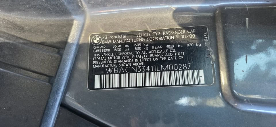 2001 BMW Z3 Roadster - Image 19 of 20