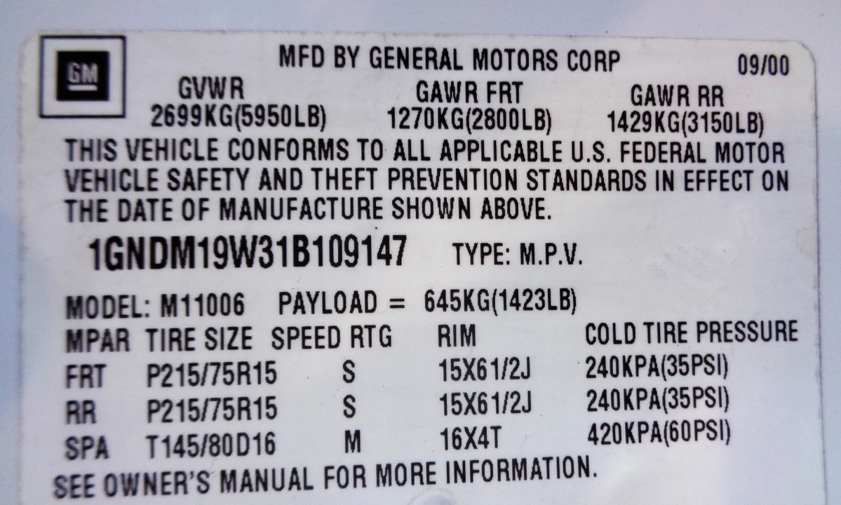 2001 Chevrolet Astro - Image 19 of 20