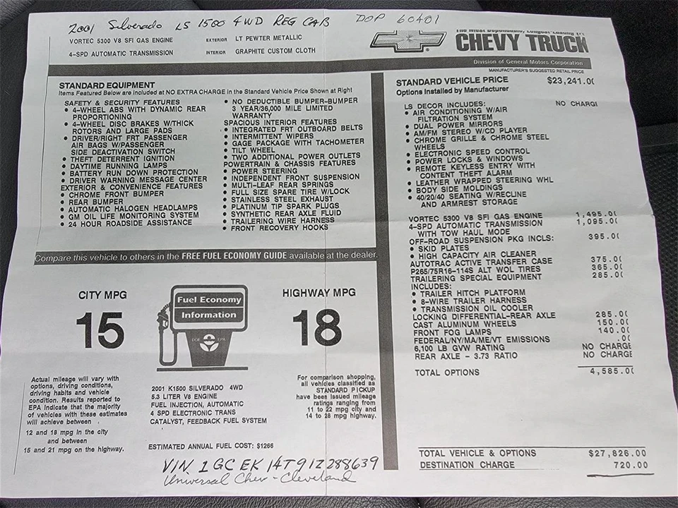 2001 Chevrolet Silverado 1st Gen - Image 31 of 31