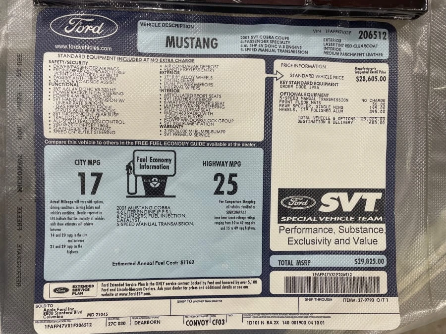 2001 Ford SN95 Mustang Cobra - Image 18 of 19