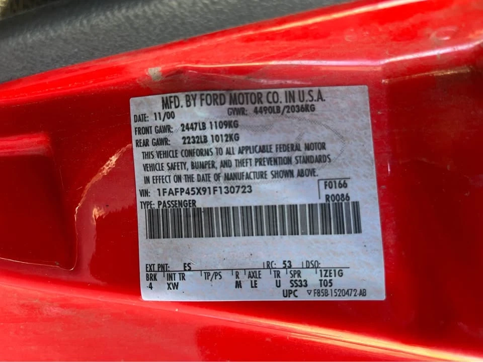 2001 Ford SN95 Mustang - Image 8 of 11