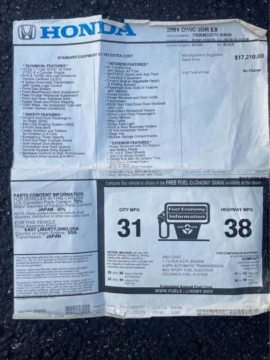 2001 Honda Civic 7th Gen - Image 7 of 8