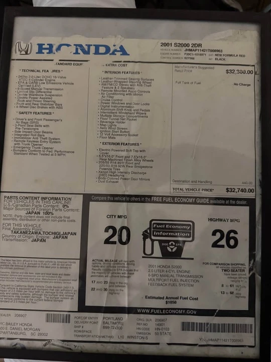 2001 Honda AP1 S2000 - Image 15 of 19