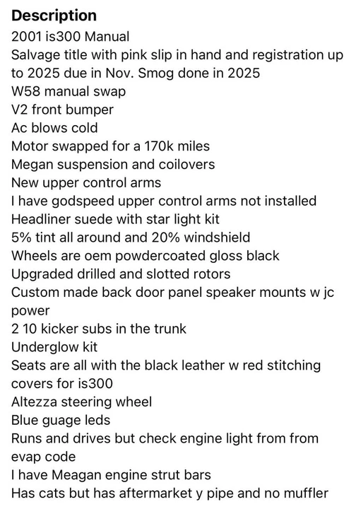 2001 Lexus IS 1st Gen - Image 10 of 10