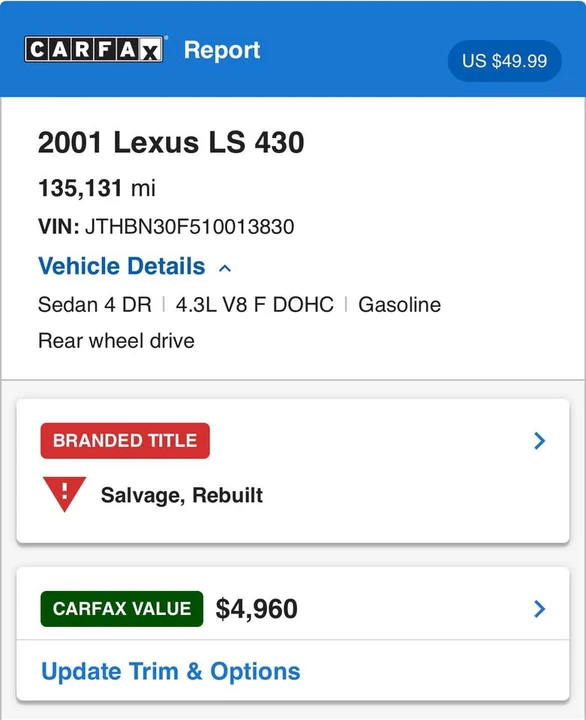 2001 Lexus LS 3rd Gen - Image 6 of 11