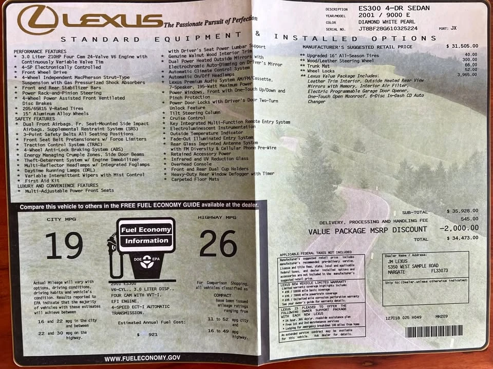 2001 Lexus ES 3rd Gen - Image 18 of 18