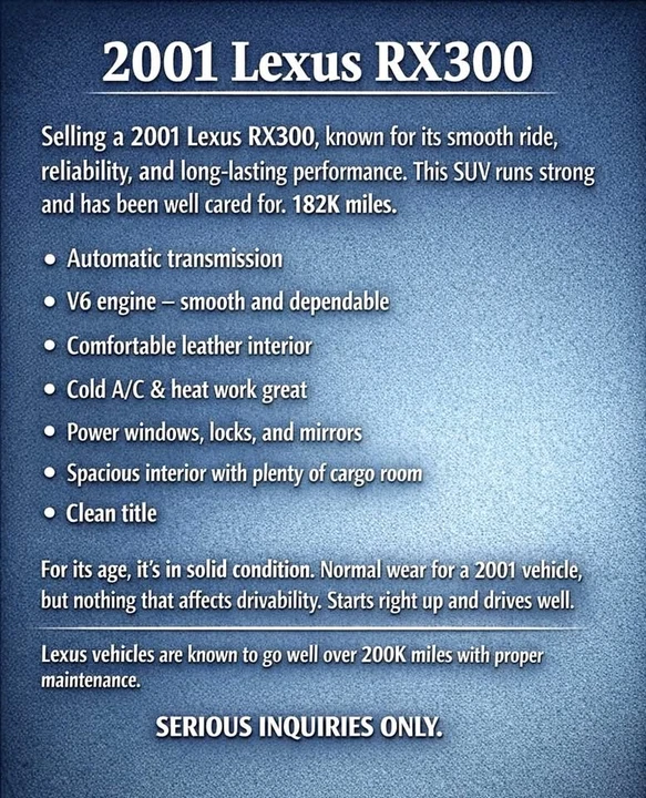 2001 Lexus RX 1st Gen - Image 2 of 5
