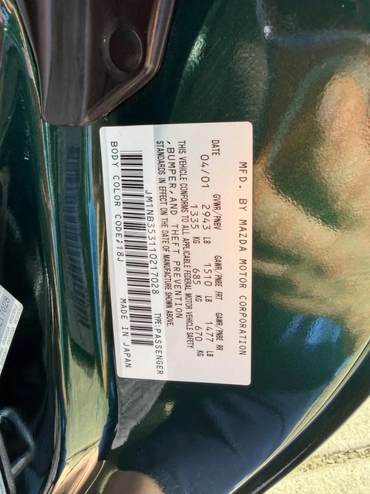 2001 Mazda NB MX-5 Miata - Image 6 of 15