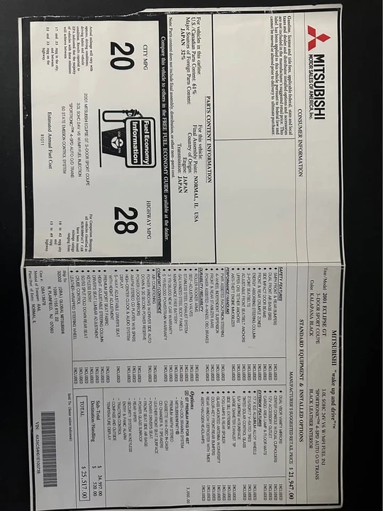 2001 Mitsubishi Eclipse 3rd Gen - Image 11 of 11