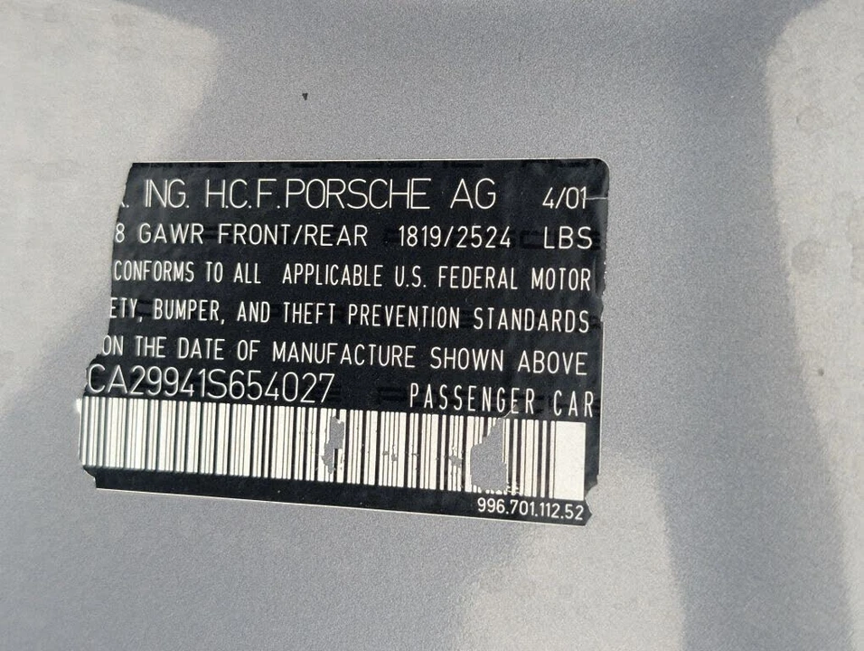 2001 Porsche 996 Carrera 4 - Image 19 of 21