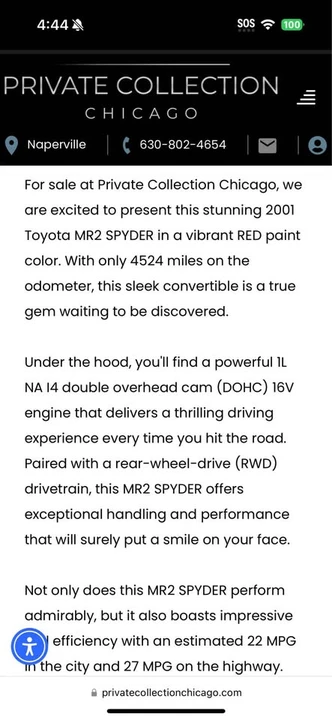 2001 Toyota MR2 Spyder/MR-S - Image 16 of 17
