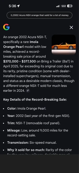 2002 Acura NA2 NSX - Image 4 of 5